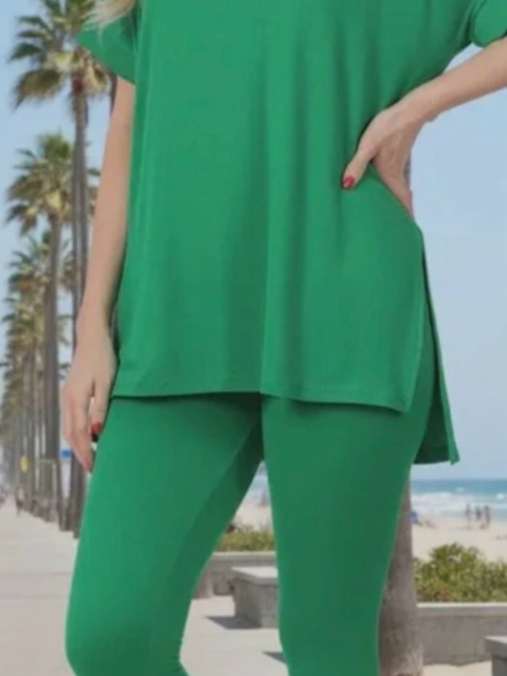 Zenana Microfiber Loungewear Set | Top & Leggings 2-Piece / FOREST / XL - Picture 8 of 8